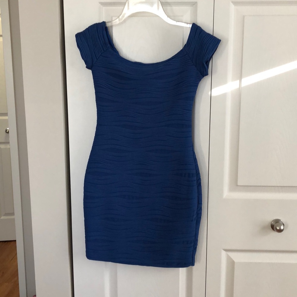 Blue spandex fitted dress